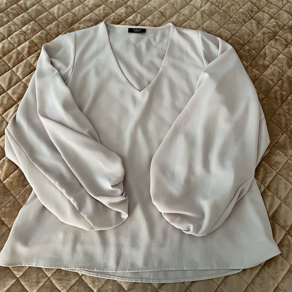 Elegant V-Neck Blouse in Beige